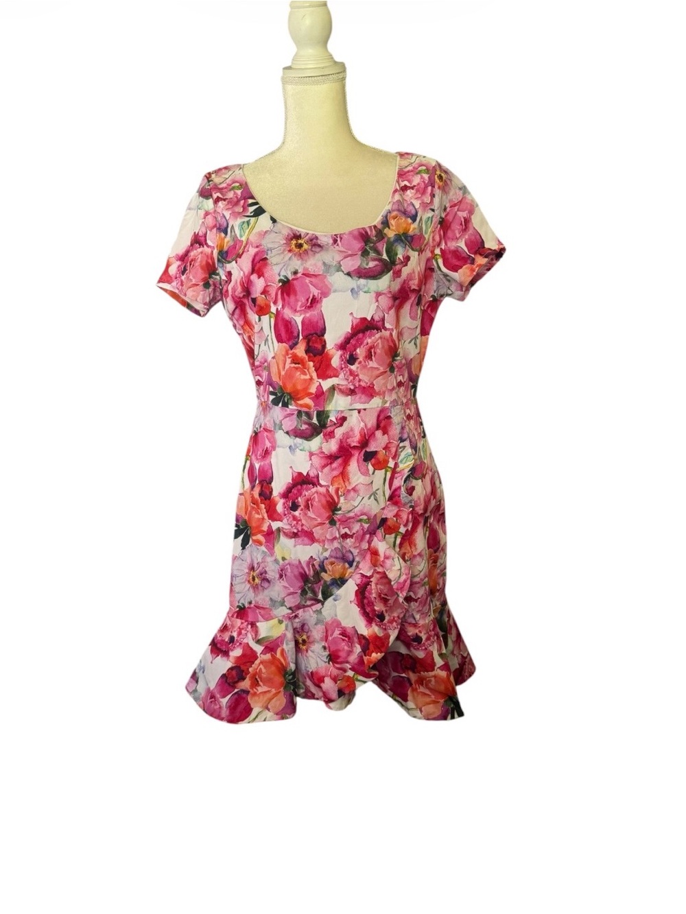 Alexia Admor Pink & Multicolor Floral Scoop-Neck Fit-and-Flare Dress